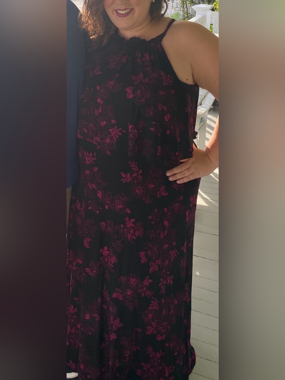torrid Black Maxi Dress with Dark Pink Floral Print